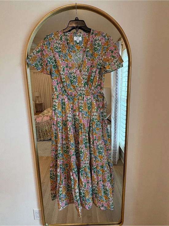 J. Crew Dresses & Skirts - J. Crew Pink, Green & Yellow Floral Midi Dress
